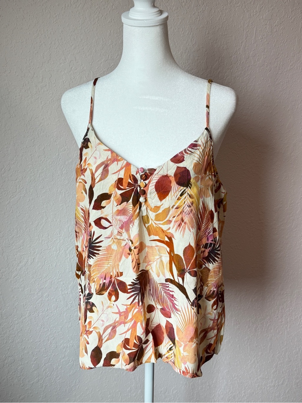 NAF NAF Paris Floral Strappy Camisole Top Size L Boho